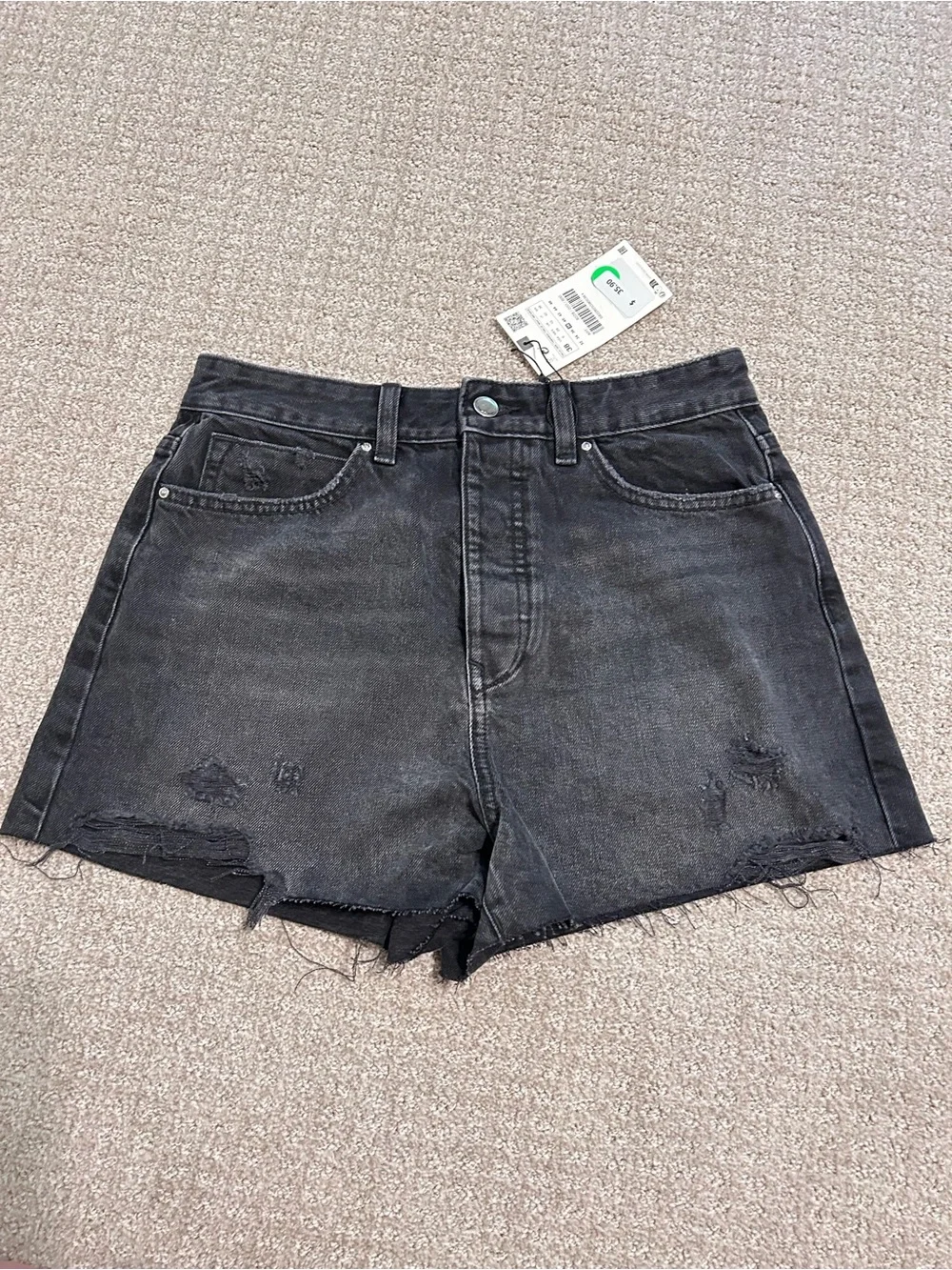 Brand New Zara HIGH RISE Denim Black Short Size 6